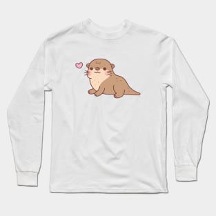 Cute Chubby Otter Doodle Long Sleeve T-Shirt